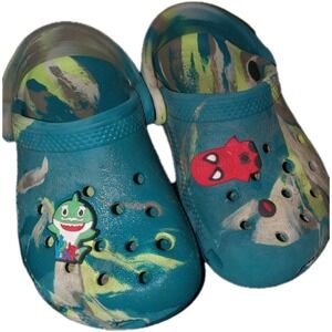 Crocs Classic Clog Blue‎ Teal Marble Multicolor Little Kids C8 Slip On Shoes